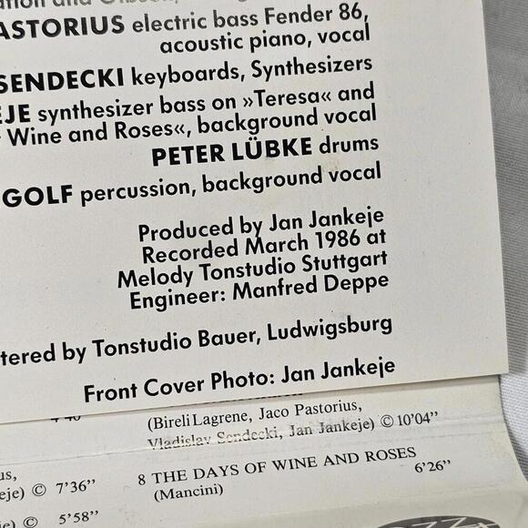 Vintage 1986 Cassette Stuttgart Aria by Biréli Lagrène and Jaco Pastorius - Picture 3 of 4